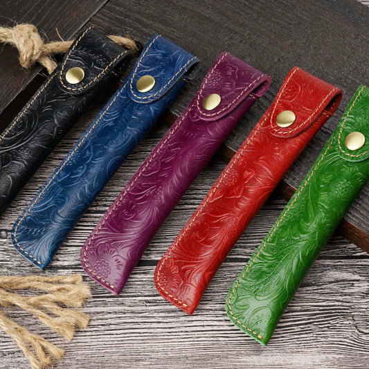 Crazy Horse Leather Slim Pen Sleeve Protective Case