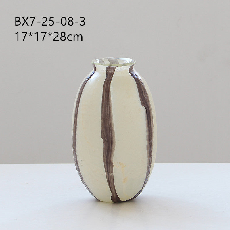 Striped Oval Art Glass Flower Vase 3 Colors - Image 8