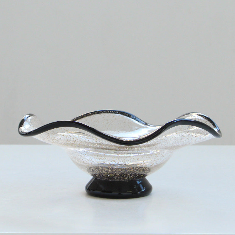 Gold Speckle Glass Footed Fruit plate Wavy Edge - Image 6