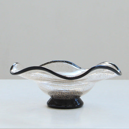 Gold Speckle Glass Footed Fruit plate Wavy Edge - Image 6