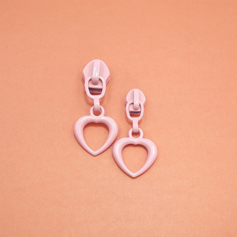 3# Hollow Heart Nylon Zipper Slider - White