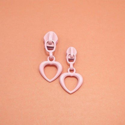 3# Hollow Heart Nylon Zipper Slider - White