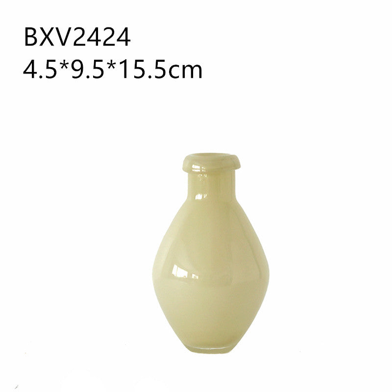 White Milky Glass Mini Bud Vase Set 3 Shapes - Image 6