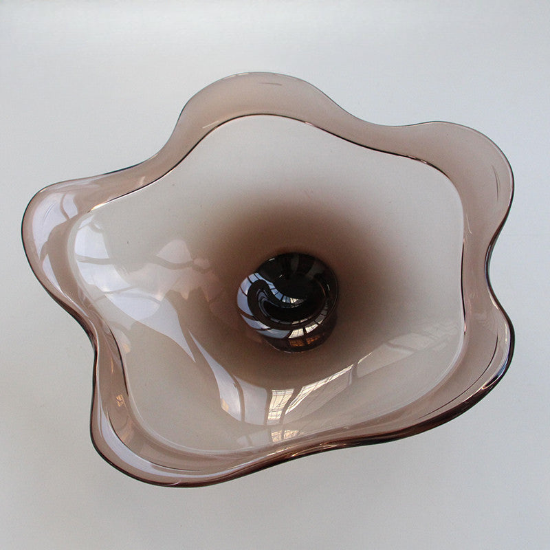 Smoked Gray Glass Wavy Footed Fruit Bowl - Image 7