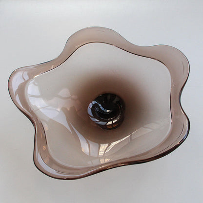 Smoked Gray Glass Wavy Footed Fruit Bowl - Image 7