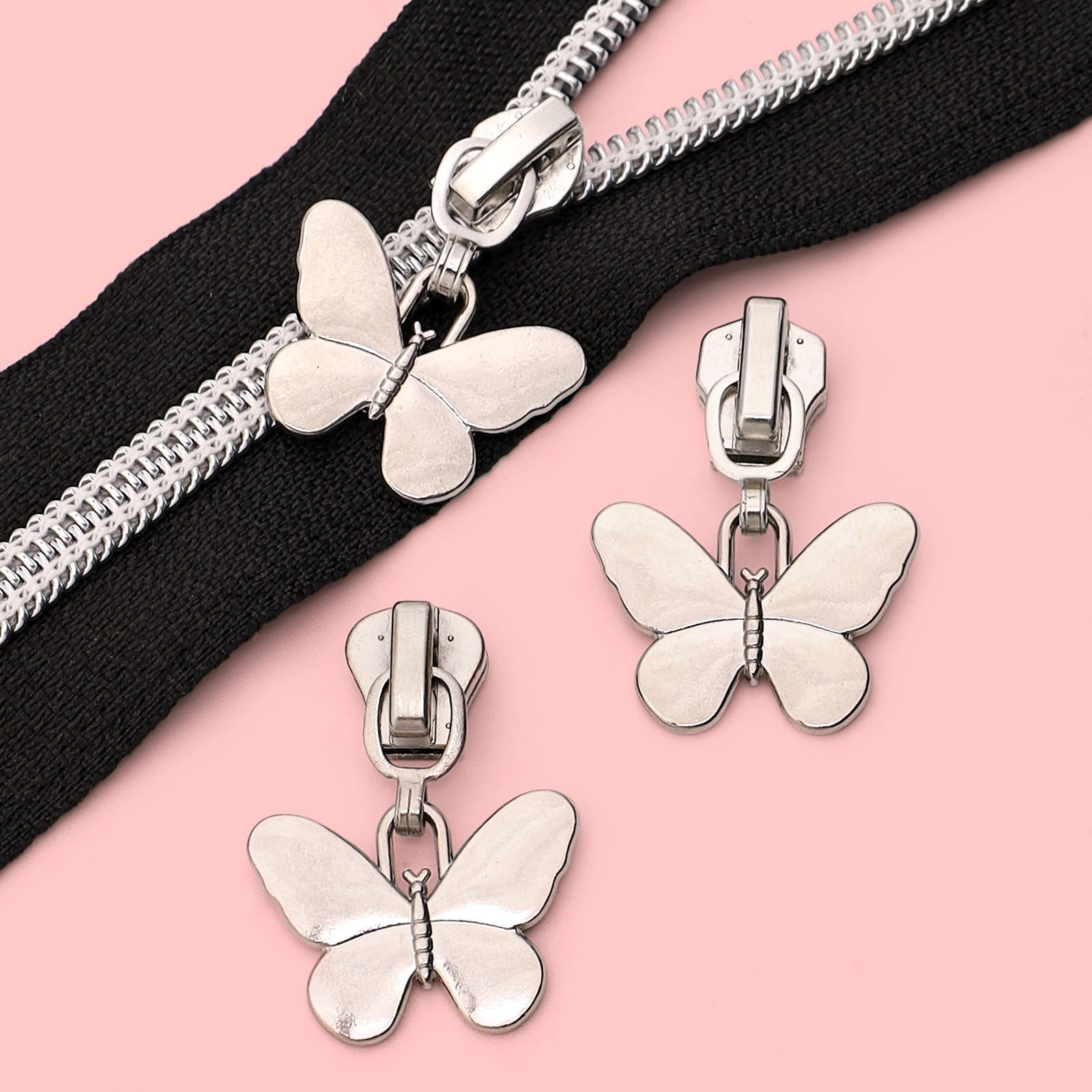5# Butterfly Charm Zipper Pull - Butterfly Silver