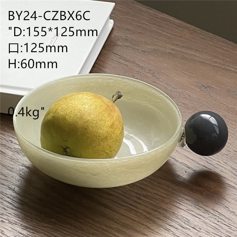 Creative glass fruit bowl with marble spherical handles - Image 8