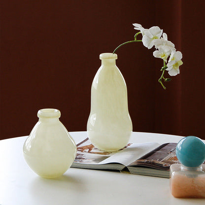 White Milky Glass Mini Bud Vase Set 3 Shapes - Image 3