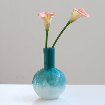 Teal White Gradient Glass Vase Round and Tall Styles - Image 2