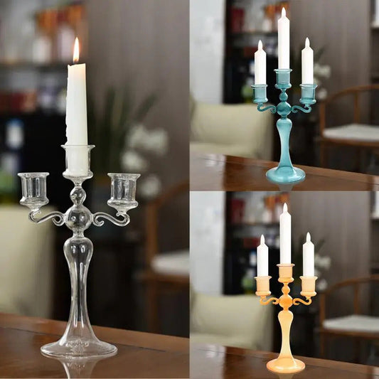 3 Heads Retro Candlesticks Taper Candle Home Decoration - Image 5