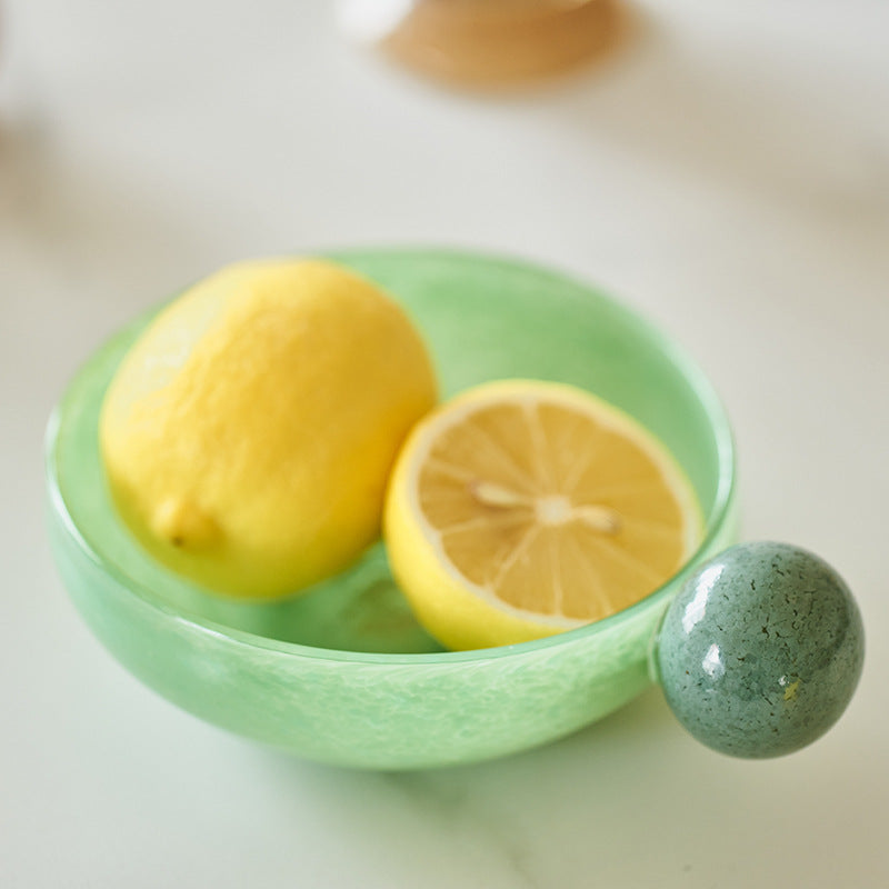 Creative glass fruit bowl with marble spherical handles - Image 3