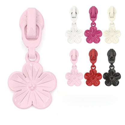 5# Plum Blossom Pull Tab Zipper Slider (Nylon Zipper) - Rose Red