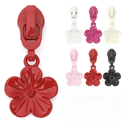 5# Plum Blossom Pull Tab Zipper Slider (Nylon Zipper) - White