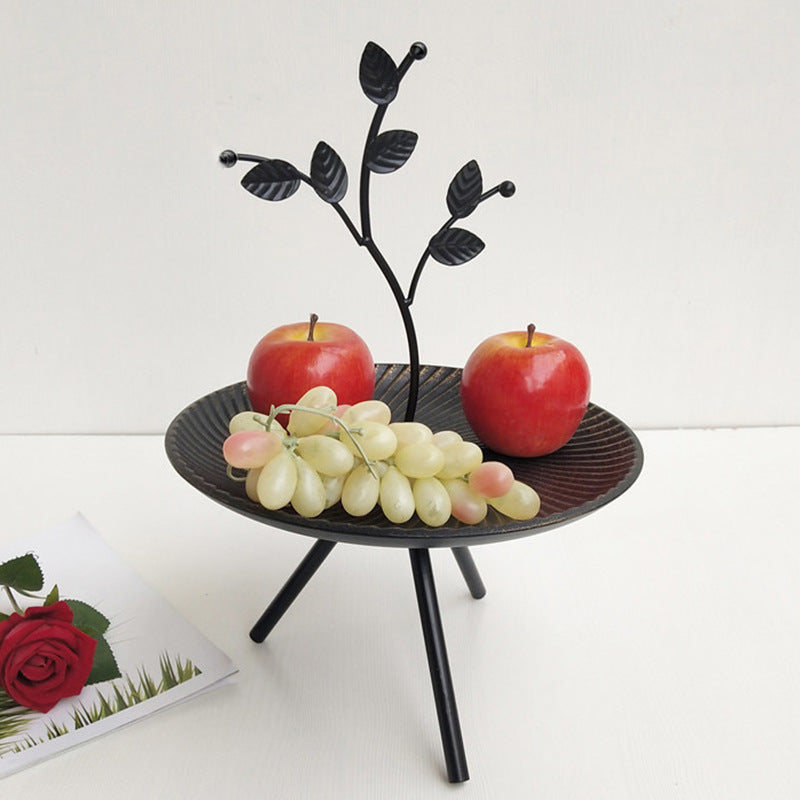 Iron Tripod Fruit Tray with Branch Sculpture - Image 1