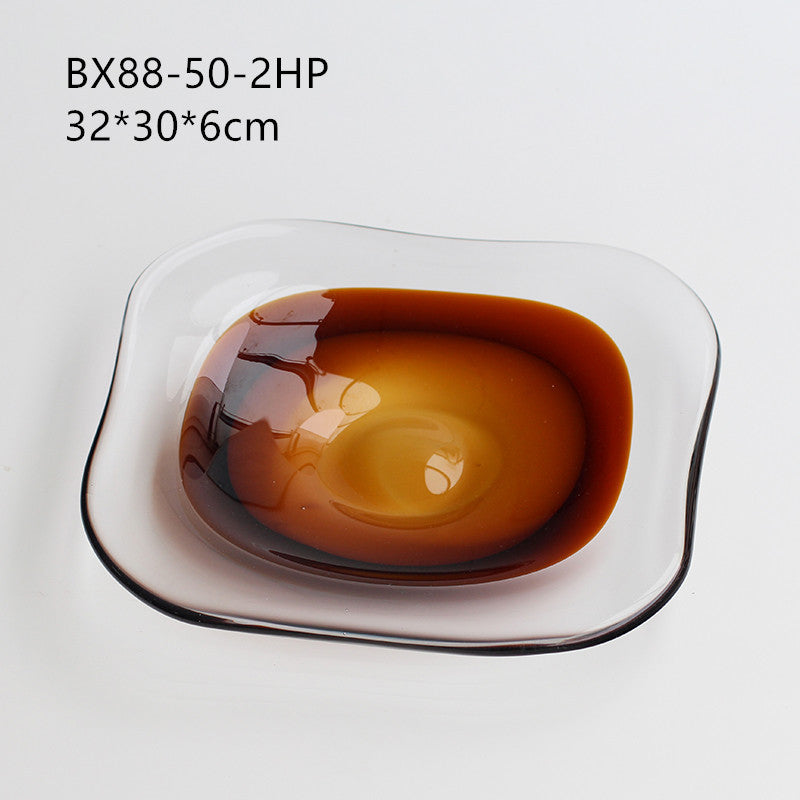 Smoked Glass Irregular Shaped Serving Plate Fruit plate - Image 8