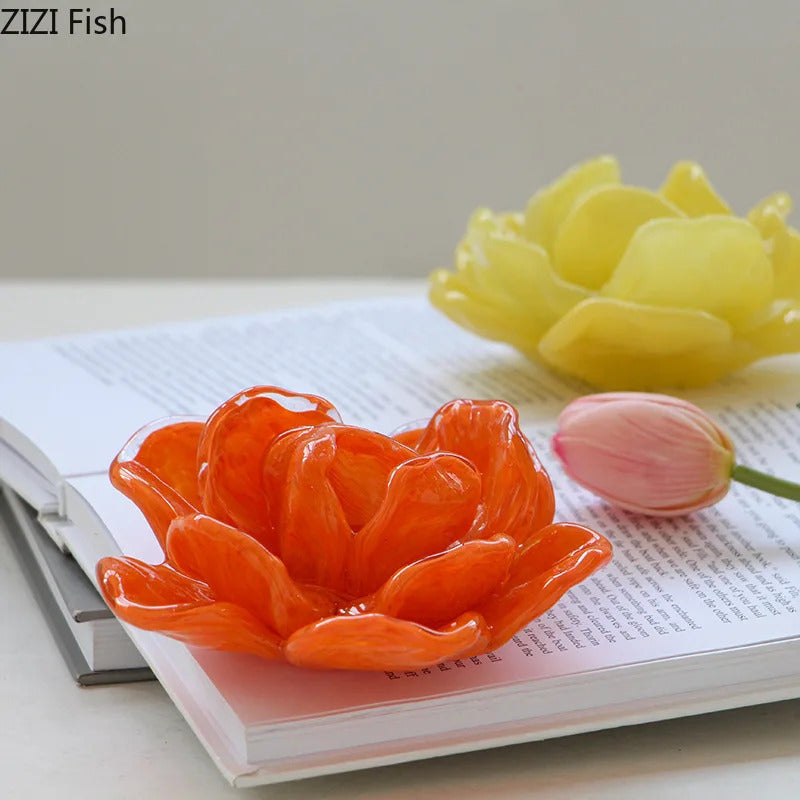 Flower Petal Glass Candle Holder Home Aroma Container - Image 2