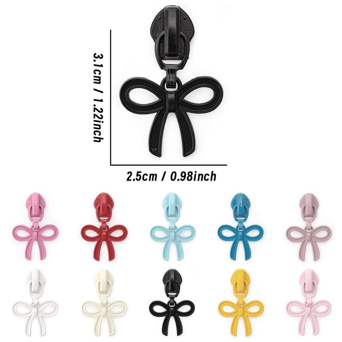 5# Bow Knot Zipper Pull (Lockable Slider) - Bow Powder