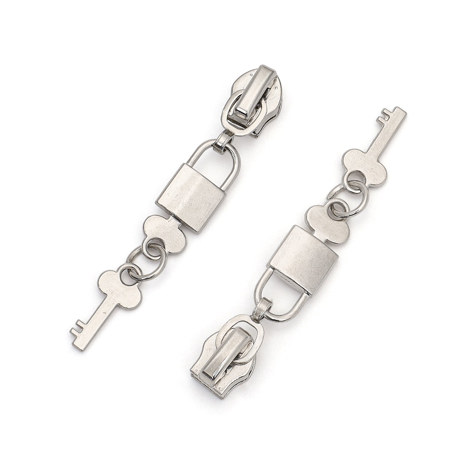 5# Padlock & Key Zipper Pull - Silver Padlock
