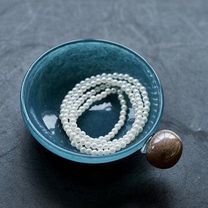 Creative glass fruit bowl with marble spherical handles - Image 2