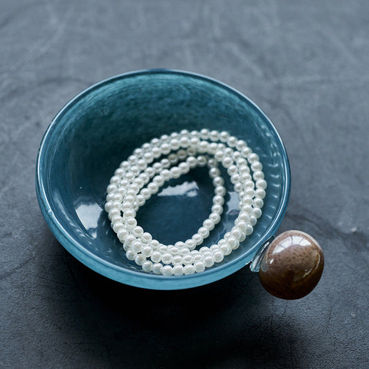 Creative glass fruit bowl with marble spherical handles - Image 2