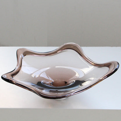Smoked Gray Glass Wavy Footed Fruit Bowl - Image 2