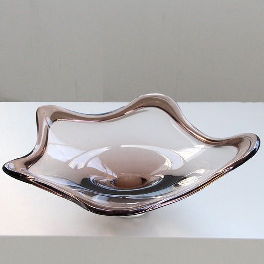 Smoked Gray Glass Wavy Footed Fruit Bowl - Image 2