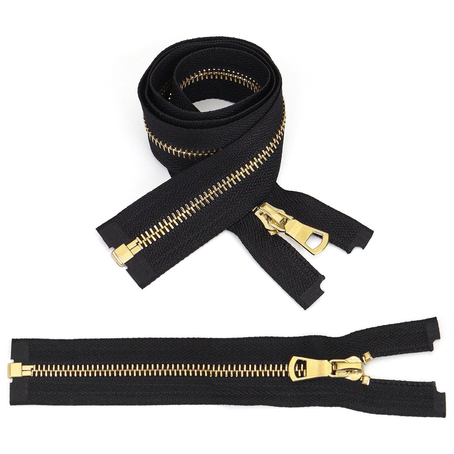 Black Open End Metal Zipper Gold Teeth For Jacket Coat
