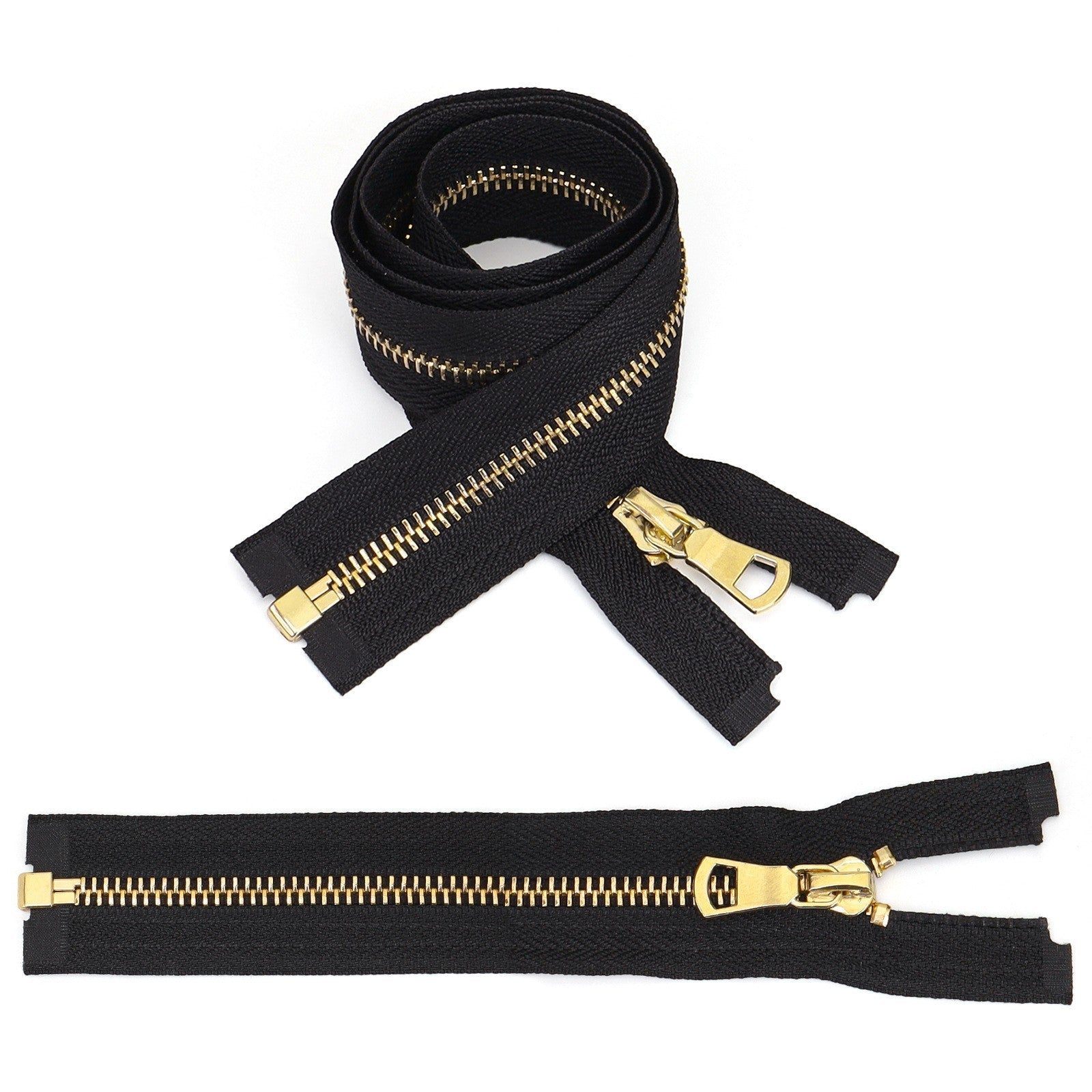 Black Open End Metal Zipper Gold Teeth For Jacket Coat