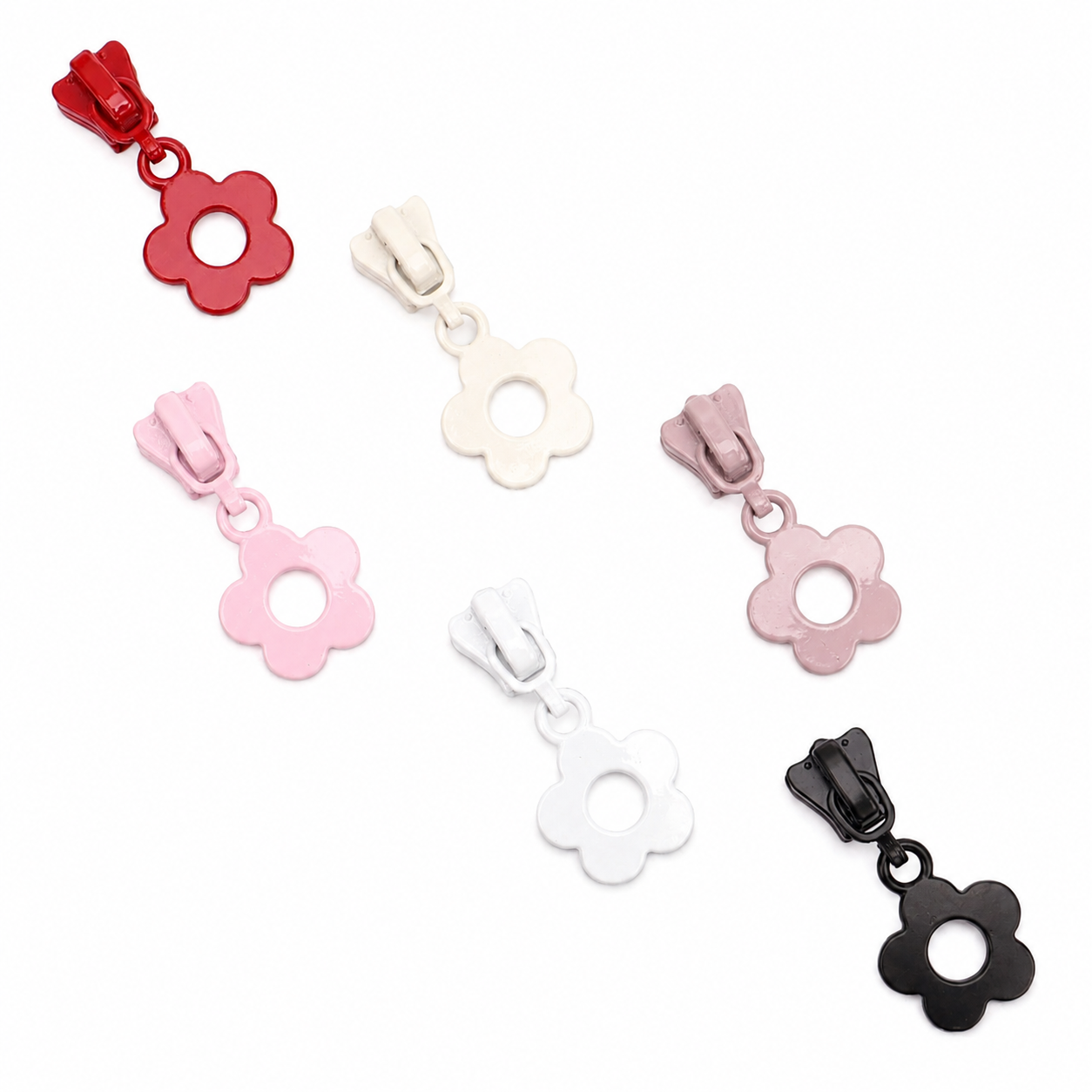 3 # Flower Pull Tab Zipper Slider (Resin Zipper) - White