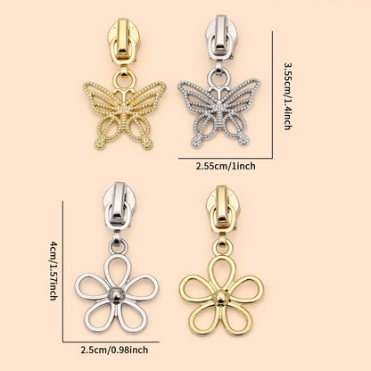 5# Hollow Charm Zipper Pull – Butterfly & Flower