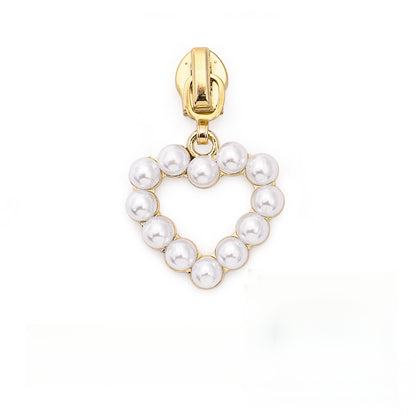 5# Pearl Heart Zipper Pull (Lockable Slider)