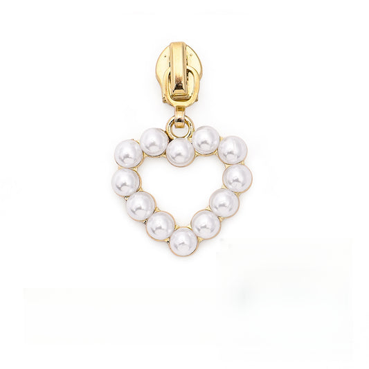 5# Pearl Heart Zipper Pull (Lockable Slider)