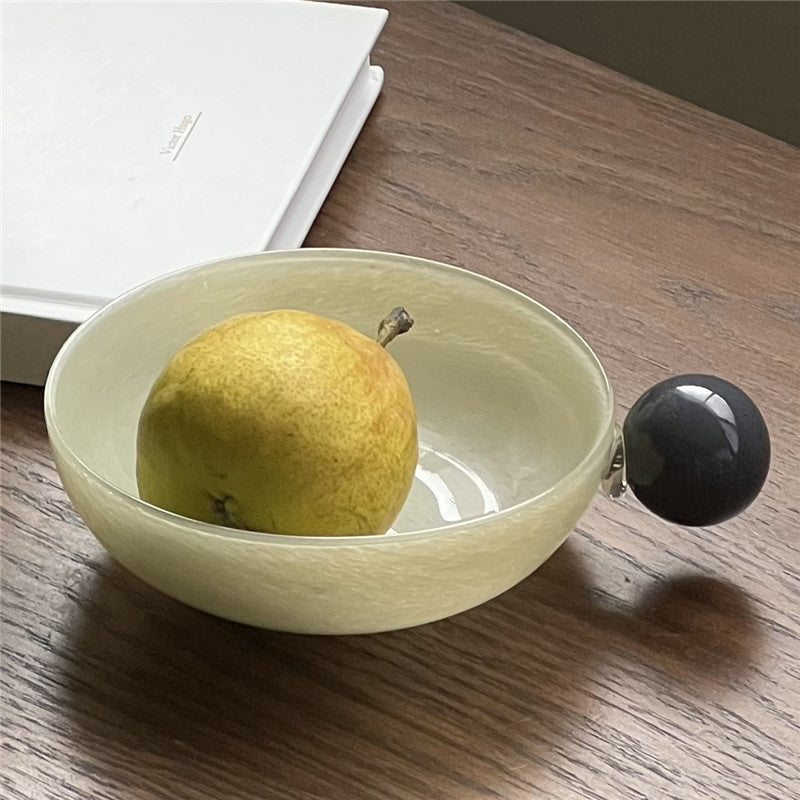 Creative glass fruit bowl with marble spherical handles - Image 4