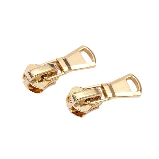 5# Fan-Shaped Pull Tab Zipper Slider (Metal Zipper, Lockable) - Gold Fan-Shaped