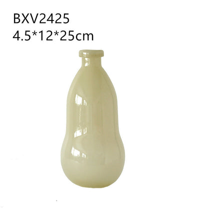 White Milky Glass Mini Bud Vase Set 3 Shapes - Image 7