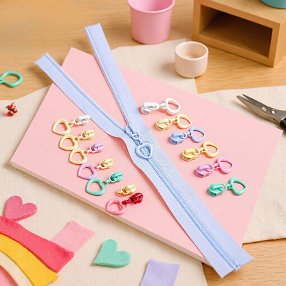3# Hollow Heart Nylon Zipper Slider - Purple