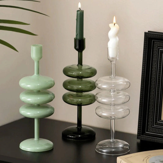 Nordic Colorful Glass Candle Holder Modern Living Room Decor - Image 1