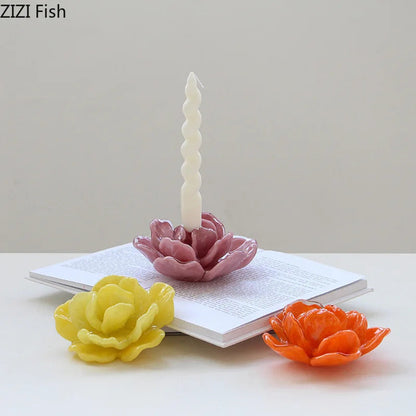 Flower Petal Glass Candle Holder Home Aroma Container - Image 1