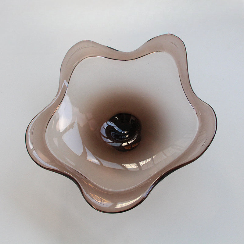 Smoked Gray Glass Wavy Footed Fruit Bowl - Image 6