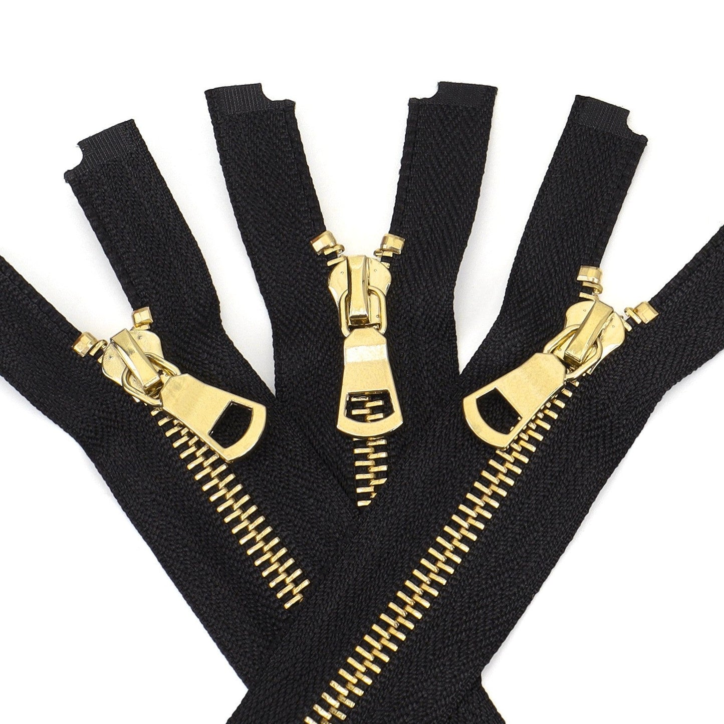 Black Open End Metal Zipper Gold Teeth For Jacket Coat