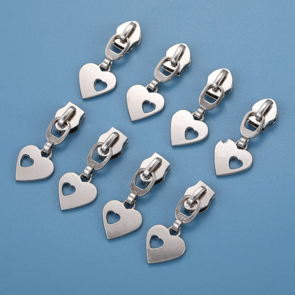 5# Double Heart Zipper Pull - Silver Double Heart