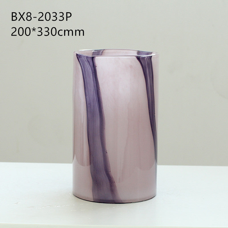 Purple Stripe Art Glass Cylinder Vase 3 Sizes - Image 8