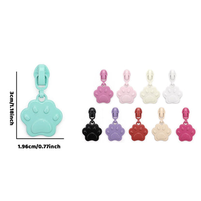 3# Cat Paw Print Zipper Pull (Lockable Slider) - Rose Red