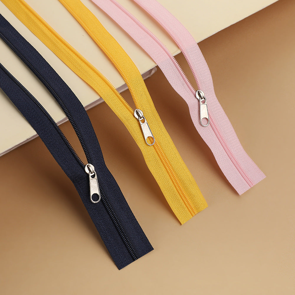 #3 Nylon Closed-End Zipper with Pull Tab - Pink