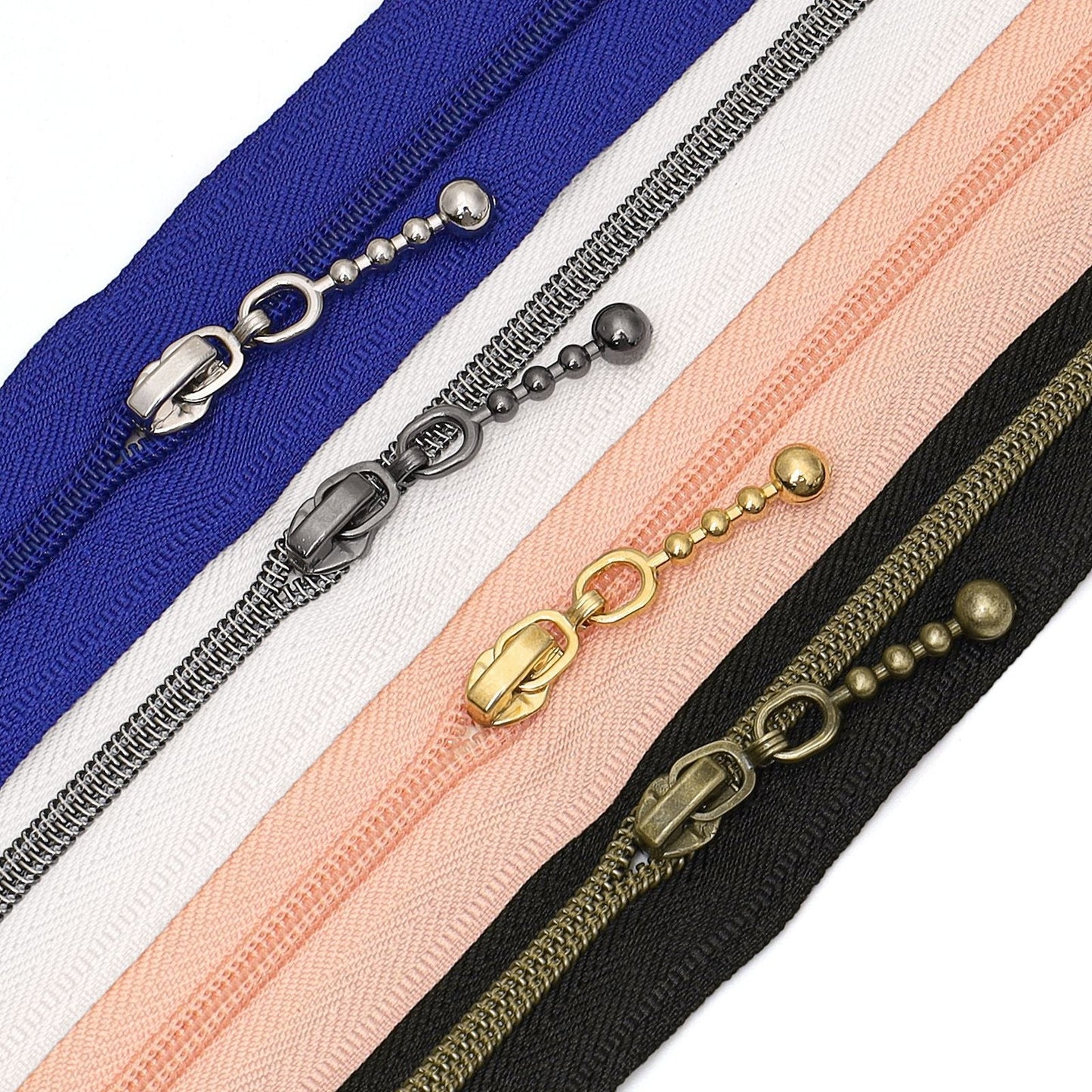 3# Beaded Ball Chain Zipper Pull - Beaded Ball Bronze