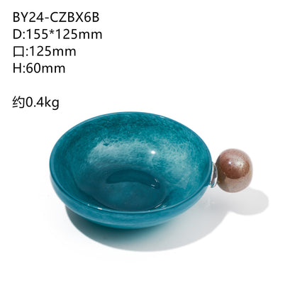 Creative glass fruit bowl with marble spherical handles - Image 6