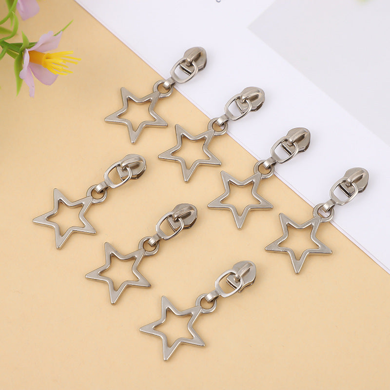 5# Open Star Outline Charm Zipper