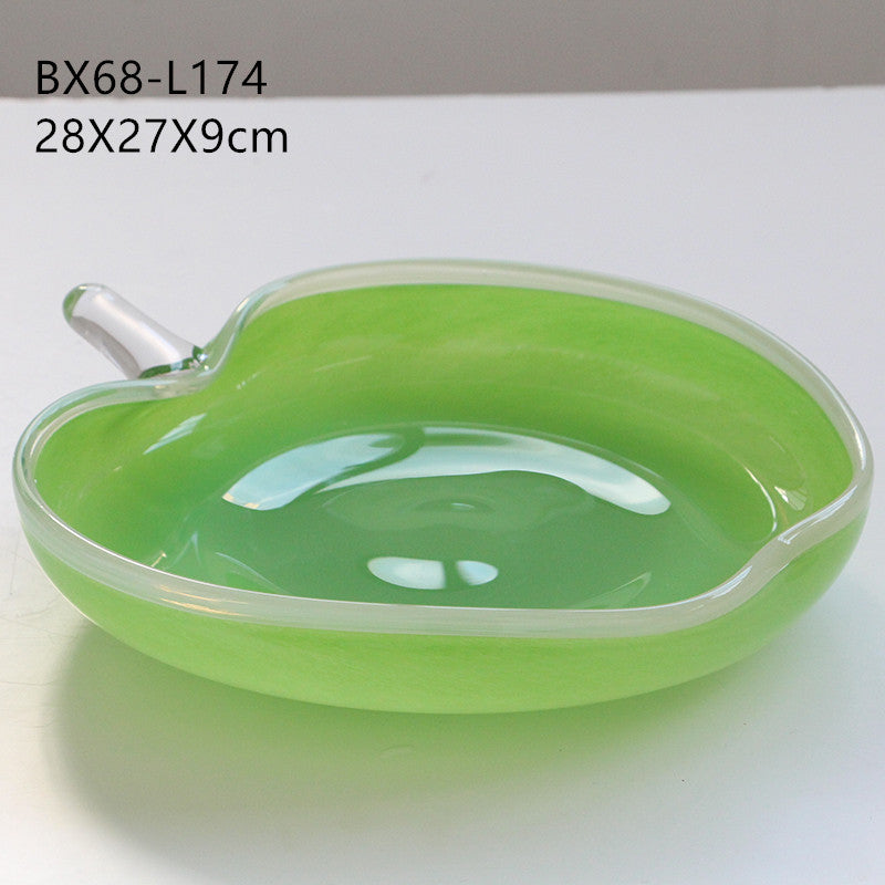 Red blue Opaque Glass Fruit Bowl and Plate Set - Image 8