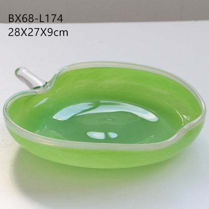Red blue Opaque Glass Fruit Bowl and Plate Set - Image 8