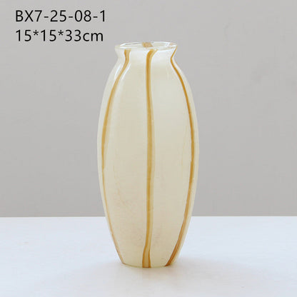 Striped Oval Art Glass Flower Vase 3 Colors - Image 6